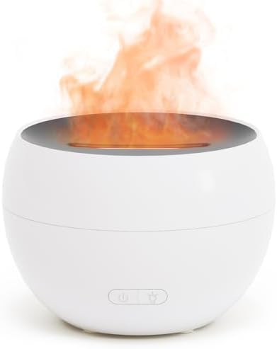 SALKING Essential Oil Diffuser, Fireplace Fire Flame Aromatherapy Diffuser, 150ml Ultrasonic Cool Mist Humidifier, Scent Aroma Diffuser with Auto-Off Function for Home, Room (White) by SALKING