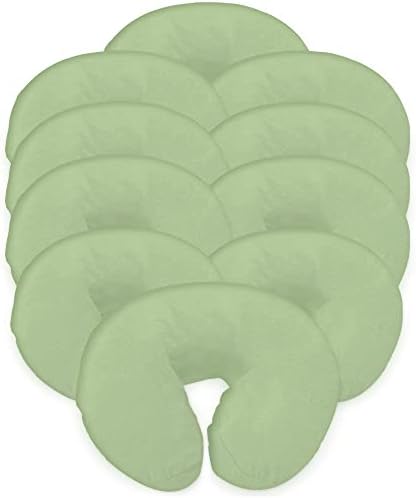 LONDON LINENS Pack of 10, Premium Extra Thick 100% Cotton Flannel Massage Tables Face Cradle Covers Cozies Fitted - Includes 10 pcs (Sage Green) by LONDONLINENS
