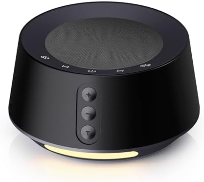 White Noise Machine with Night Light – 20 Soothing Sounds, 10 Color Lights, 5 Timer Settings & Memory Function, Portable Sleep Sound Machine for Baby Nursery, Kids & Adults, Black by BGOVERSSWhiteNoiseMachine