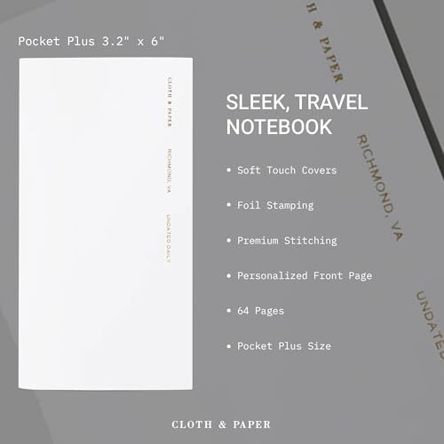 Cloth & Paper Travel Notebook | Undated Daily Planner – Leche | Pocket Plus Daily Planner 3.2" x 6" | Productivity Planner with Schedule, Priorities, Task Layout for Daily Planning – Soft Touch Cover - Image 3