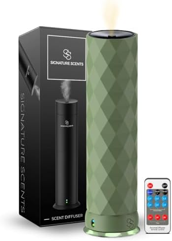 Waterless Essential Oil Hotel Scent Diffuser - Cold Air Diffuser - Covers 1000 sq. ft. - Waterless Diffuser for Home, Office & Hotel (Black + Interchangeable Sleeve) (Black + Matte Green Sleeve) by SignatureScents