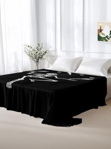 Halloween Queen Flat Sheet Juggling Skeleton Flat Sheets Only Soft Bedding Top Sheets Luxury Hotel Quality Circus Theme Funny Skull Bones Queen Bed Sheet for All Season Bedroom Dorm Halloween Decor - Image 6