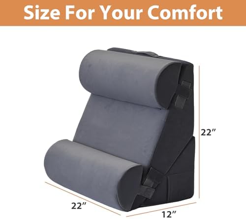 BIEEZZK 4PCS Wedge Pillow Set for After Surgery, Back Pillow for Bed Sitting up, 9&12inch Adjustable Memory Foam Bed Wedges, Pillow Wedge for Acid Reflux, Back Pain Relief, Snoring, Plush Grey - Image 3
