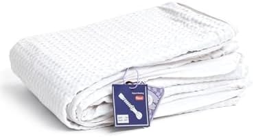 YnM Cotton Waffle Weave 3-Side Zipper Duvet Cover for Weighted Blankets | Easy on, Easy Off Coconut White, 88"x104" by YNM