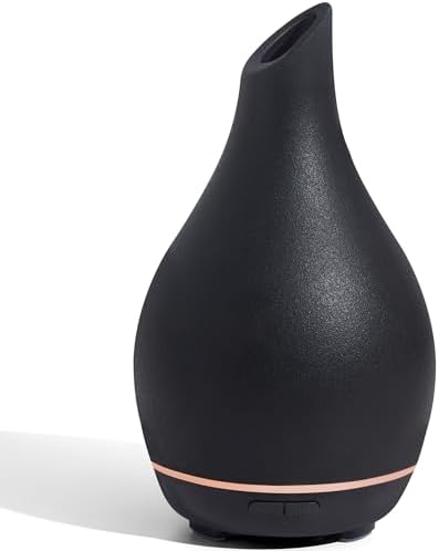 InnoGear Essential Oil Diffuser, 150ml Ceramic Diffuser Handcrafted Stone Aromatherapy Diffusers Ultrasonic Cool Mist Humidifier Vaporizer 2 Mist Modes Waterless for Home, Black Vase-Shaped Ceramic by InnoGear