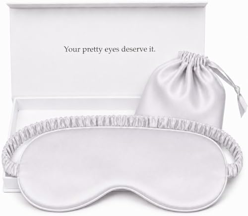 Silk Sleep Mask Light Blocking Luxury 100% Mulberry 19mm Silk Eye Mask Eye Cover Blindfold Ultra Soft Light & Comfy Anti Aging Skin Care with Travel Bag Gift Package by YanserSelection