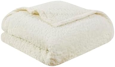 Woolrich Burlington Berber Blanket Super Soft, Cozy Lightweight Cover with Luxurious Velvet Binding, Modern Trendy All Season Bedspread Bedding-Set, King: 108x90, Ivory by Unknown