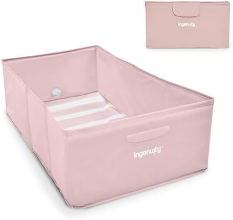 Ingenuity Tuckaway Toddler Folding Tub, Converts Shower to Tub, Folds to Store, Easy to Clean, No Assembly Required, Portable Baby Bathtub for Travel, 12M-5Y, Pink by Ingenuity
