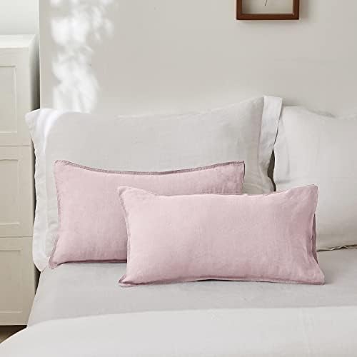Simple&Opulence 100% Linen Lumbar Pillow Cover 12 x 20 Inches Set of 2 Rectangular Decorative Throw Cushion Cover for Couch Sofa Bed Living Room Office Soft Breathable Farmhouse - Blush Pink - Image 5