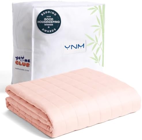 YnM King Size Cooling Weighted Blanket for Adults (88x104 Inches, 20 Pounds, Pink Rose), Perfect for Hot Sleepers with Cooling Rayon/Glass Beads, Heavy Bed Blanket for Couple on Queen or King Bed by YNM