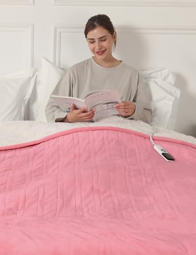 ESTINGO Electric Blanket Heated Blanket Full Size - 72"x84" Electric Heated Blanket with 6 Heating Levels & 1-10 Hours Adjustable Timer, Fast Heating Blanket for Full Body, Light Pink by ESTINGO-EnjoyToastyWarm