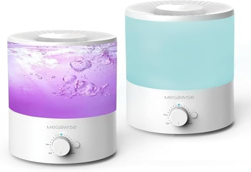 MEGAWISE 2L Ultrasonic Humidifier with 7 Color Lights & Auto Shut Off by MEGAWISE