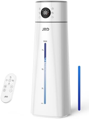 JRD Humidifier Large Room 8L/ 2.1Gal, Ultrasonic Cool Mist for Bedroom, Quiet Humidifier with Remote Control, 10 Mist Modes, 24H Timer, Night Light, AI Mode, 40H Run for Home Office（Grey） by JRD
