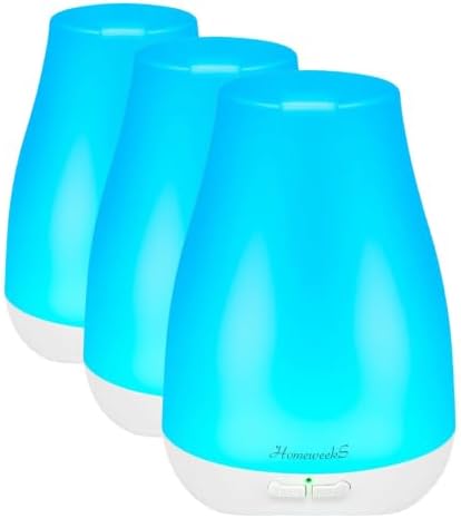 Homeweeks Diffusers, 100ml Colorful Essential Oil Diffuser with Adjustable Mist Mode, Auto Off Aroma for Bedroom/Office/Trip (100 ML 3 Pack) by Homeweeks