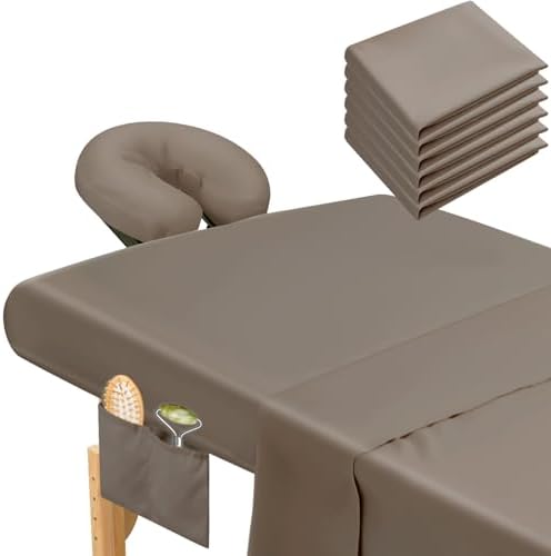 Mixweer 9 Pcs 3 Set Microfiber Massage Table Sheets Set Bulk Includes Flat Sheet, Fitted Sheet with Pocket, Face Rest Cover(Walnut) by Mixweer