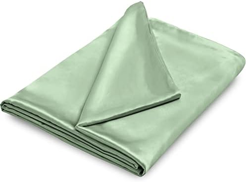 NSGZ Satin Duvet Cover for Weighted Blanket, 60x80, 8 Ties, Sage Green by NSGZ