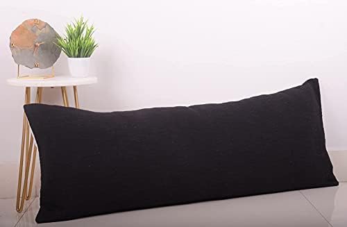 Trade Star Lumbar Pillow Cover 14X36 Black 100% Cotton Mudcloth Solid Cushion Cover Throw Pillowcase Handmade Boho Decorative Large Bedding Decor Case for Living Room (Black Solid) - Image 2