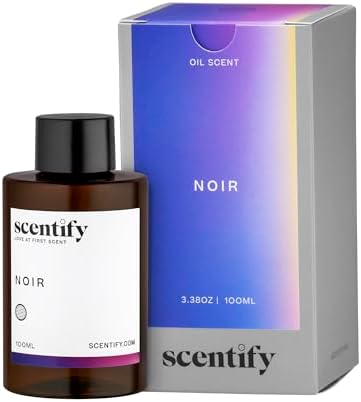 Scentify Noir Aroma Oil Refill Scent for Oil Diffusers – Bergamot, Lemon, Fig, Rose & Amber – Luxurious Relaxing Aromatherapy Diffuser Fragrance 100ml, 3.38 oz by Scentify