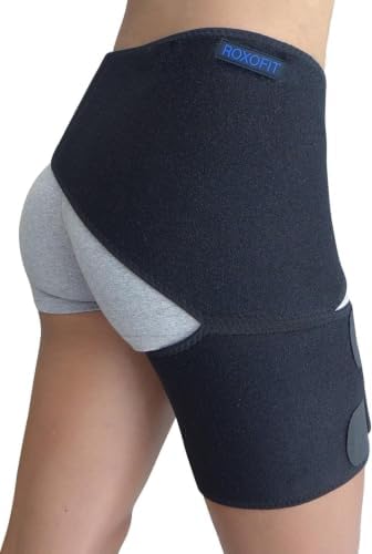 ROXOFIT Hip Brace for Sciatica Pain Relief, Thigh, Hamstring, Groin Pull - Compression Support Wrap Sleeve for Sciatic Nerve, SI Joint, Hip Bursitis, Pulled Muscles for Men, Women by ROXOFIT