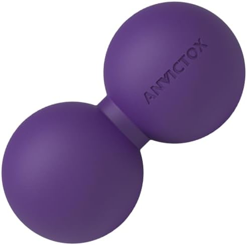 Peanut Massage Ball,Double Lacrosse Ball for Neck and Back,Medium Density Myofascial Release Massager Ball for Deep-Tissue Massage Muscle Knots Yoga Therapy(Purple) by ANVICTOX