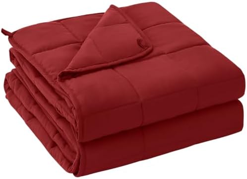yescool Weighted Blanket for Adults (12 lbs, 60" x 80", Red) Cooling Heavy Blanket for Sleeping Perfect for 110-130 lbs, Queen Size Breathable Blanket with Premium Glass Bead, Machine Washable by yescool