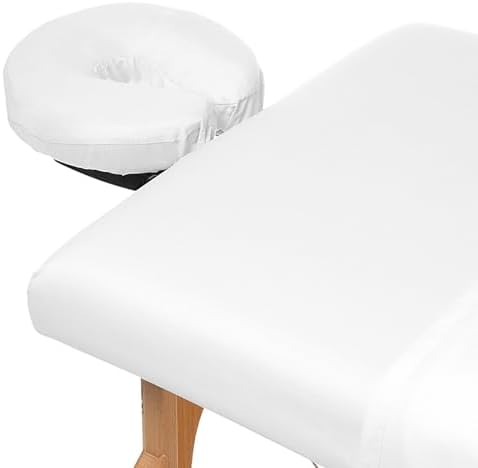 Saloniture 3-Piece Microfiber Massage Table Sheet Set - Premium Facial Bed Cover - Includes Flat and Fitted Sheets with Face Cradle Cover - White - Image 3