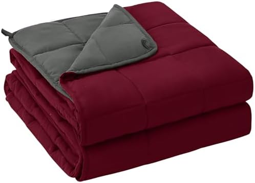 yescool Weighted Blanket for Adults (17 lbs, 60" x 80", Red Grey) Cooling Heavy Blanket for Sleeping Perfect for 110-130 lbs, Queen Size Breathable Blanket with Premium Glass Bead, Machine Washable by yescool