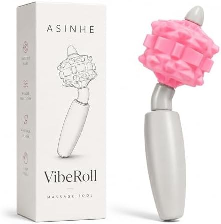 VibeRoll Mini Massage Tool for Trigger Point Relief, Handheld Muscle Roller Stick for Neck, Legs, Arms & Back, Portable Deep Tissue Recovery Tool by AsinheInc