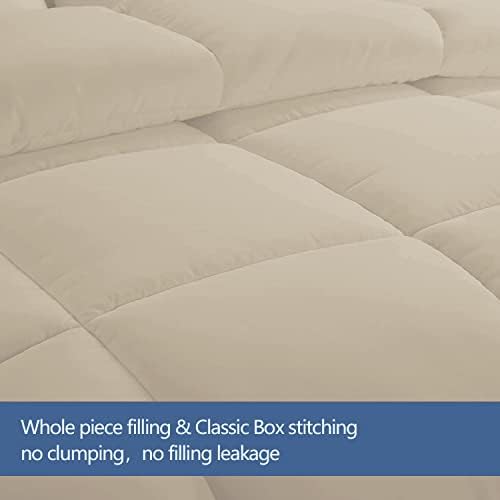 MAPLE DOWN Soft Comforter Twin Duvet Insert-Down Alternative Comforter with Corner Tabs for All Season-Lightweight Breathable Brushed Microfiber Machine Washable (Light Brown 68”x90”) - Image 3