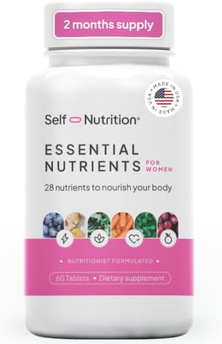 SELF NUTRITION Vegan Multivitamins for Women - Once Daily - 28 Nutrients - Boost Energy, Sleep, Hair, Skin, Nails & Reduce Cravings - Keto, Vegan, Gluten Free, Made in USA, 2-Months Supply by SelfNutrition