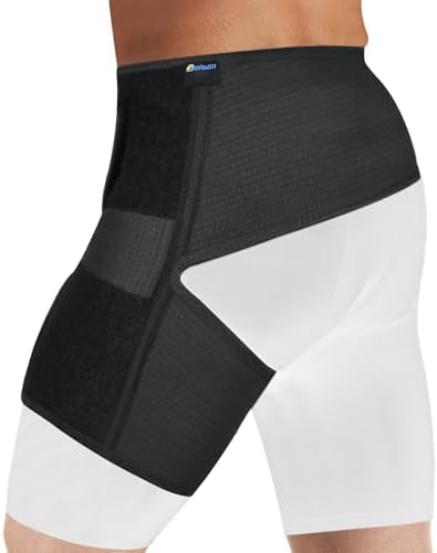 Tenbon Adjustable Hip Brace for Sciatica Pain Relief & Sacroiliac Support - Compression Wrap for Hamstring, Hip Flexor, Groin Injuries, Thigh Stabilizer - SI Joint Belt for Men & Women (M/Left) by Tenbon
