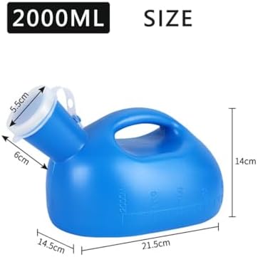 Male Urinal Bottle 68 OZ Portable Urinals for Men 59" Long Hose with Lid (Blue) - Image 2