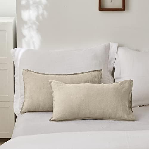 Simple&Opulence 100% Linen Lumbar Pillow Cover 12 x 20 Inches Set of 2 Rectangular Decorative Throw Cushion Cover for Couch Sofa Bed Living Room Office Soft Breathable Farmhouse - Linen - Image 5