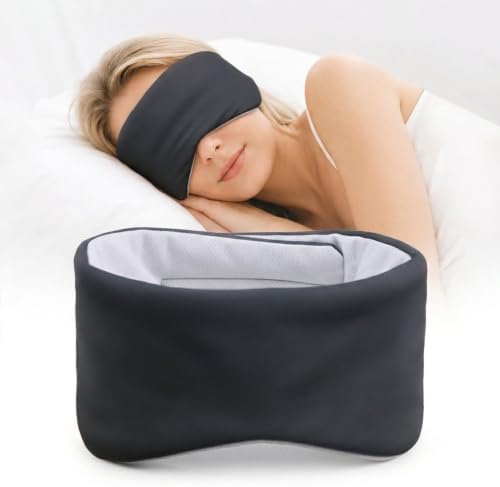 Sleep Mask for Women Men, Reversible Eye Mask Sleeping with Cozy & Cooling Sides, Adjustable Velcro Band, Blackout Face-Hugging Padded Eye Cover for Sleeping Travel Office, Black/White by Gizmolet