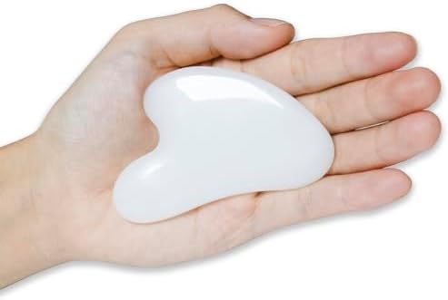 Gua Sha Jade Stone Gua Sha Massage Tool, Guasha Tool for Face and Body Skin Massage. Tools for SPA Acupuncture, Pink Stone for Body Face Neck and Eye, Skin Care Gift for Woman (White) - Image 6