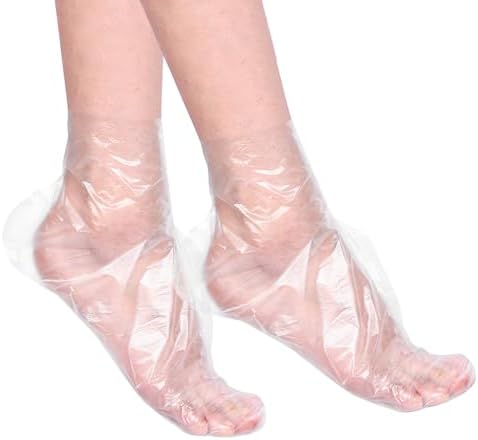 Quacc 100 PCS Plastic Disposable Foot Covers, Paraffin Bath Liners for Feet, Clear Foot Mask Socks for Pedicure, Spa, Trial Shoe by Quacc