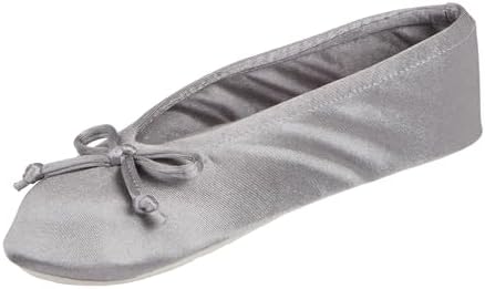 Isotoner Women's Satin Ballerina Slippers with Classic Ribbon Bow and Suede Sole by Isotoner
