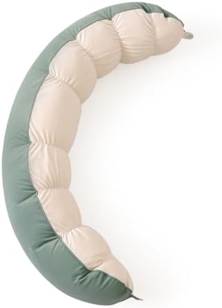 Peallow(Pat. Pend) – Long Round Body Pillow for Adults, Bolster Pillow for Sleeping, Soft and Supportive Pillow for Sleeping & Lumbar Support (Green-White, 59") by Ailuteie
