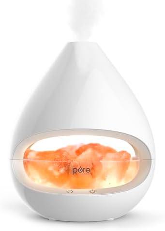 Pure Enrichment PureGlow Crystal - 2-in-1 Himalayan Salt Lamp & Ultrasonic Essential Oil Diffuser, Original Salt Therapy Lamp, 100% Pure Himalayan Salt, Ambient Glow, 160 mL 16-Hour Tank (White) by Unknown