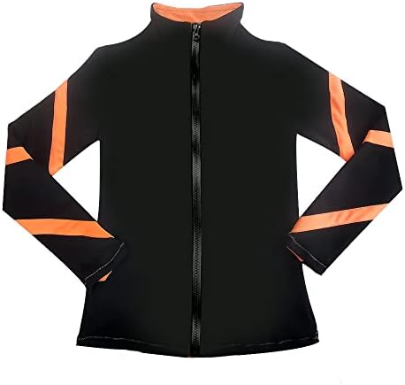 LIUHUO Girls Ice Skating Jackets Women Stripes Training Practice Figure Skating Tops Costs Fleece by LIUHUO
