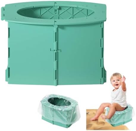Travel Potty Foldable Set | Foldable and leak-proof design with 10 cleaning bags – ideal for toddler potty training on car trips, camping, and outdoor adventures. by SJDHAHC
