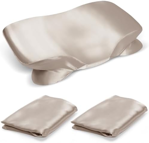 2 Pack Satin Pillowcase for Zelimun Cervical Pillow, Contour Pillow Case Cover, Soft and Smooth Pillowcase Cover with Zipper (Champange) by WelcometoZelimun