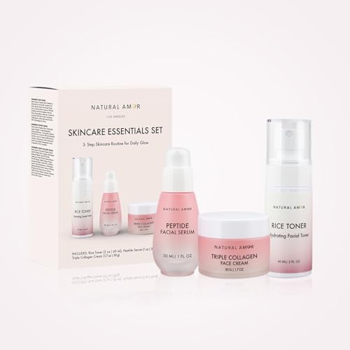 Natural Amor Skincare Set (3 Products) – Triple Collagen Cream 1.7oz, Peptide Serum 1oz & Toner – Hydrating & Firming Skin Care Set – Daily Routine - Image 7