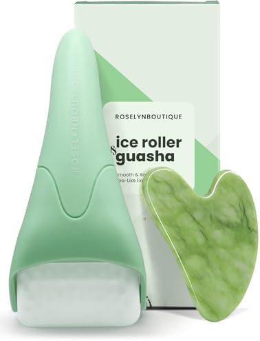 ROSELYNBOUTIQUE Gua Sha Facial Tools & Ice Roller for Face (Green) by ROSELYNBOUTIQUE