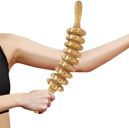 Curved Wood Massage Roller Stick for Muscle Relief & Cellulite Reduction - Image 5