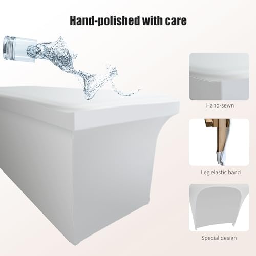 White Lash Bed Cover PU Leather Massage Table Cover Waterproof&Wipeable Protective Cover for Eyelash Extension Bed/Salon Massage Bed/Spa Bed, Odorless and High Elasticity Vegan Lash Bed Topper(6FT) - Image 4