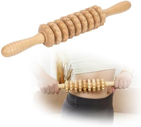 Wood Massage Roller Muscle Roller Cellulite Massage Tool Fascia Blaster Lymphatic Drainage Massager Wood Therapy Massage Tools for Deep Tissue Muscle Relief Recovery(9-Wheel) by Unknown