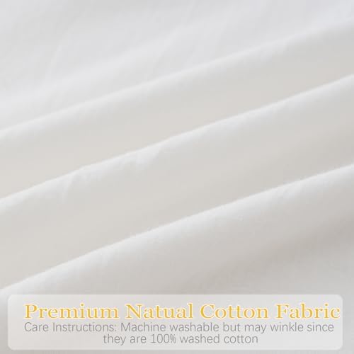20x54 inches Off White Ruffled Body Pillow Cover 1 Piece Washed Cotton - Image 5