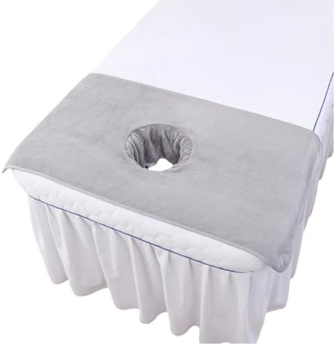 Massage Table Cover Towel with Face Cradle Hole, Premium Fitted Sheet with Locked Edges (Light Gray) by ZBH1985