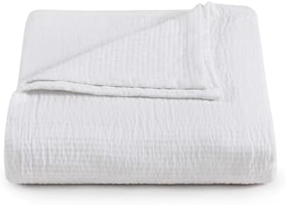 Tommy Hilfiger - King Cotton Blanket, Woven Running Stitched Bedding, Medium Weight Soft Blanket, Anti-Pilling & Fade Resistant, Ideal for Layering, Oeko-TEX Certified (White) by Unknown